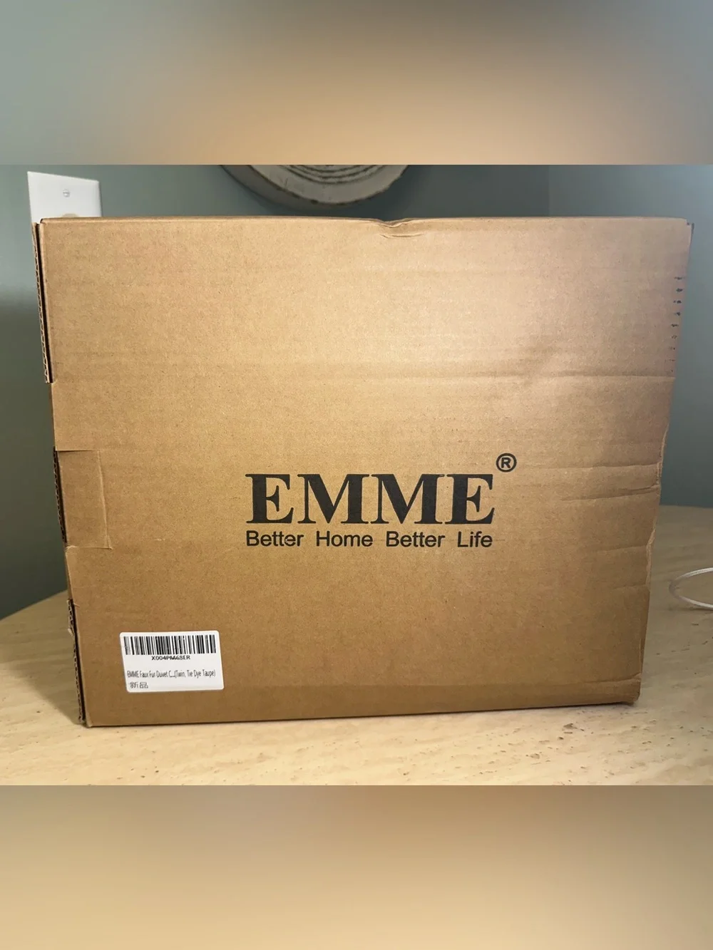 EMME Faux Rabbit Fur Duvet Cover Twin Size Tie Dye Taupe